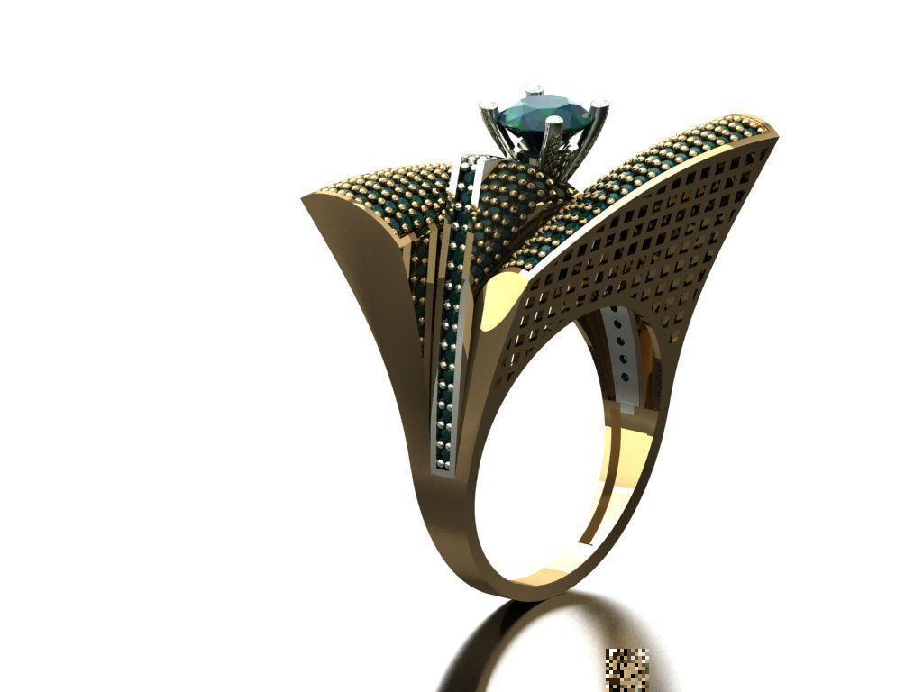 T146- Diamond solitarie ring 3D print model_4