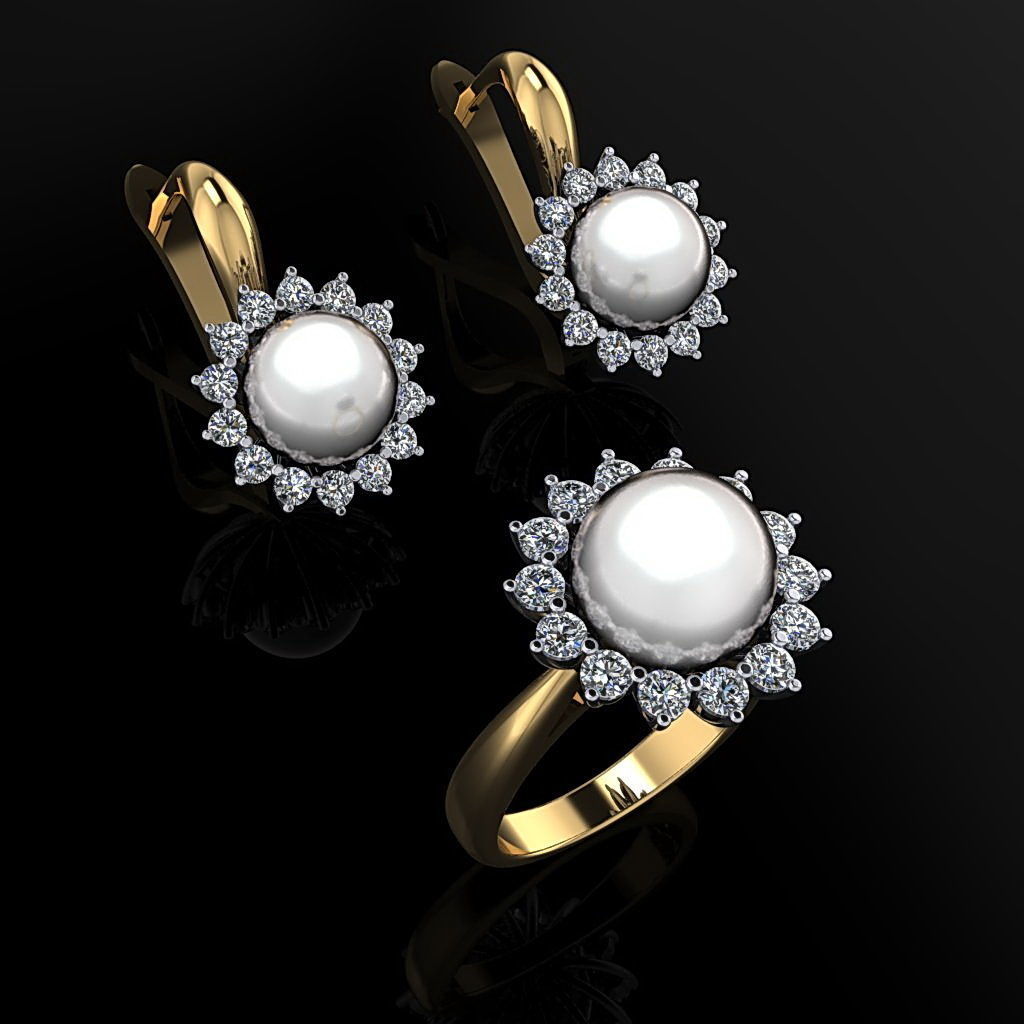 Ring and Earrings 04 3D print model_2