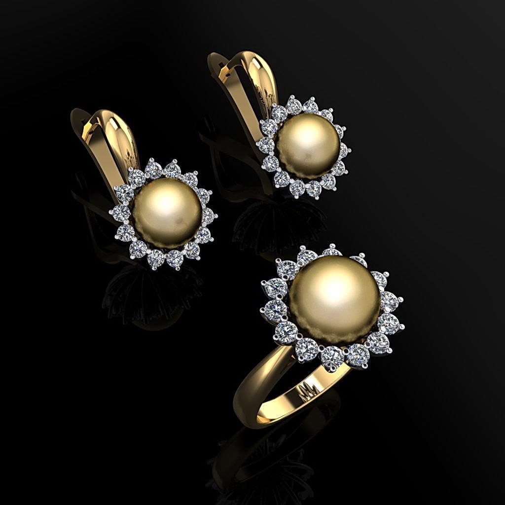 Ring and Earrings 04 3D print model_4