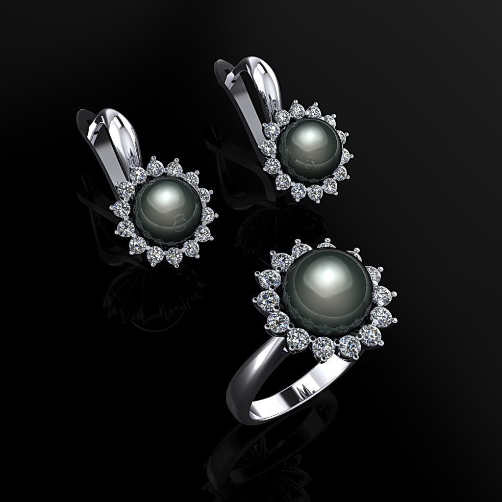 Ring and Earrings 04 3D print model_1