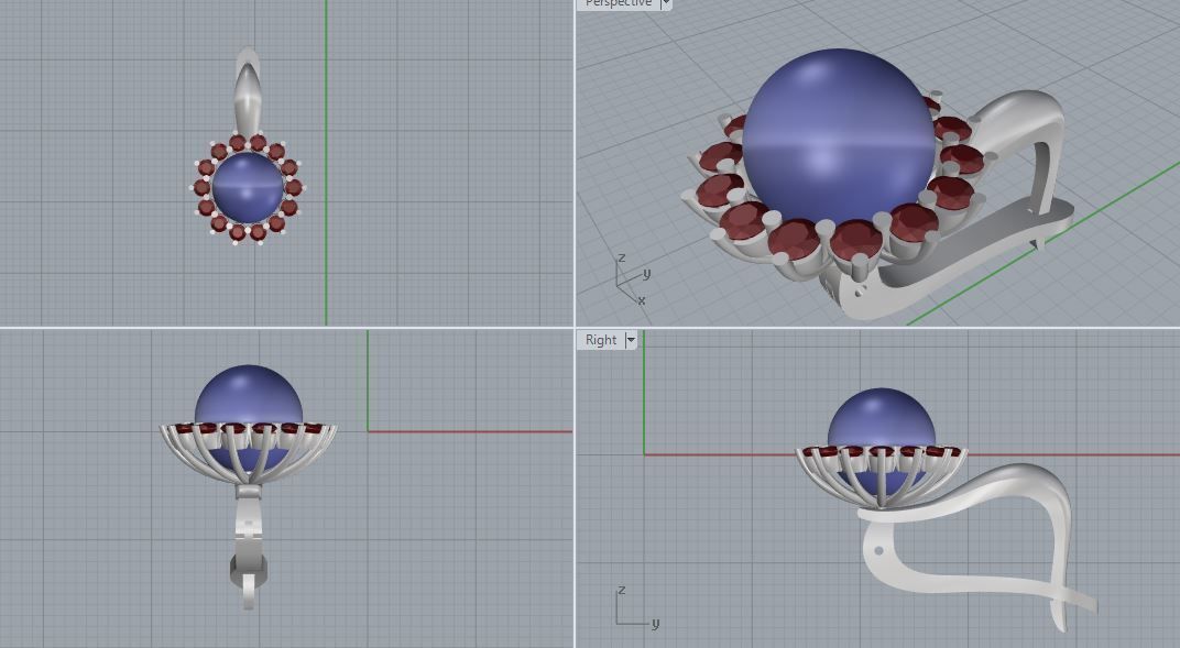 Ring and Earrings 04 3D print model_9