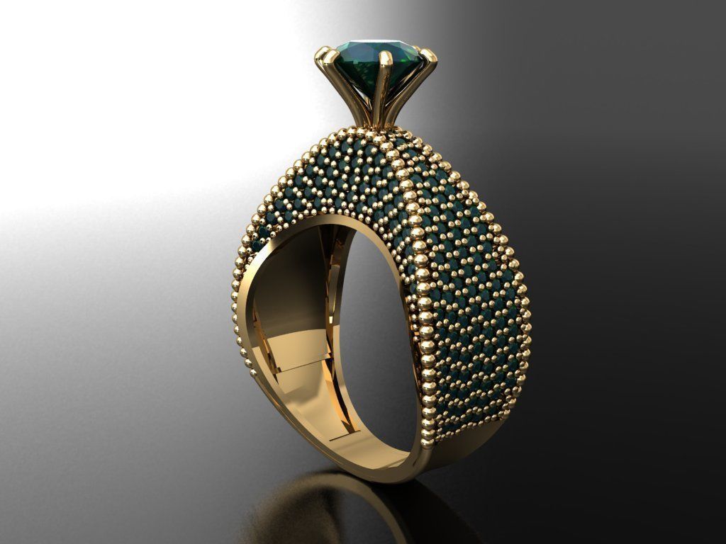 T148- Diamond solitarie ring 3D print model_2