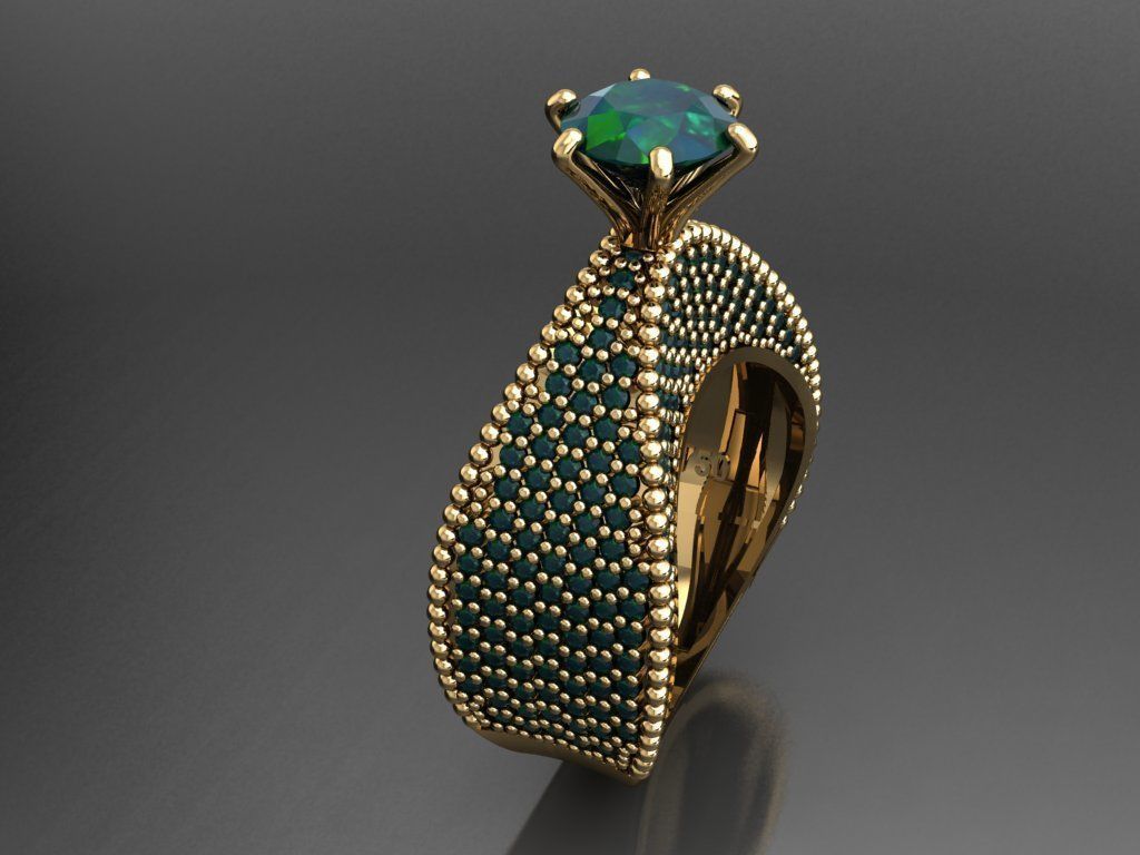 T148- Diamond solitarie ring 3D print model_5
