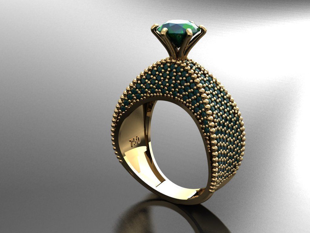 T148- Diamond solitarie ring 3D print model_1