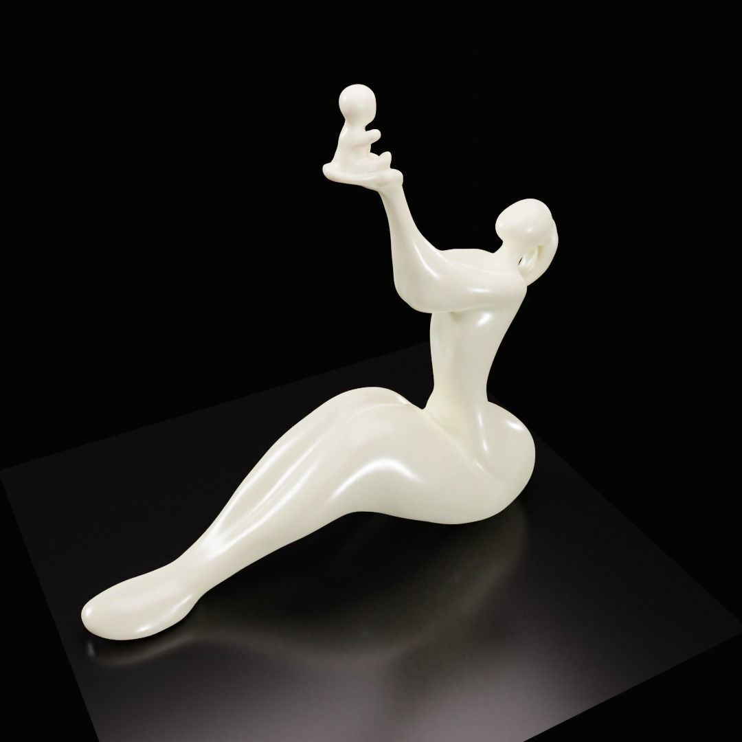 figurine mother and child 3D print model_8