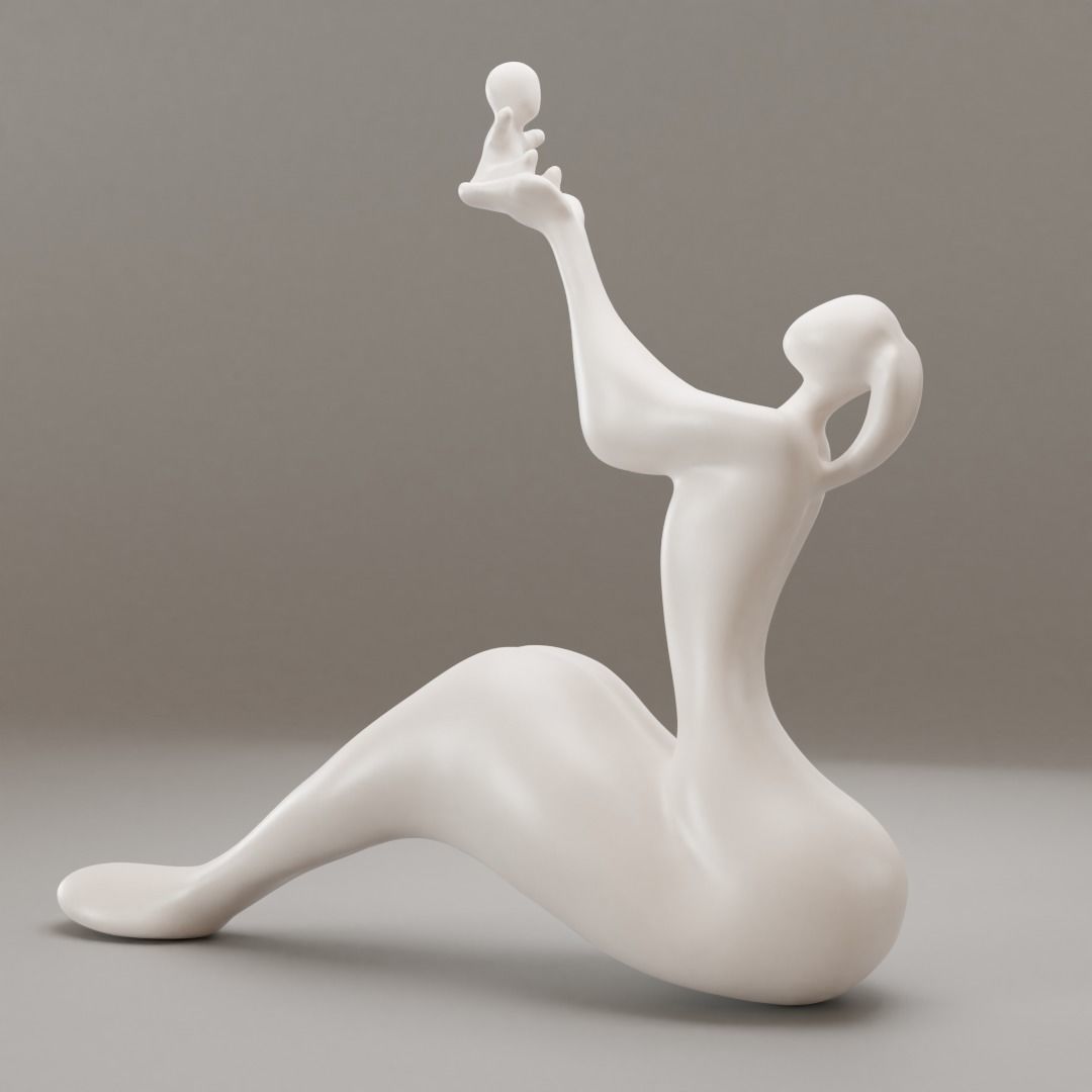 figurine mother and child 3D print model_10