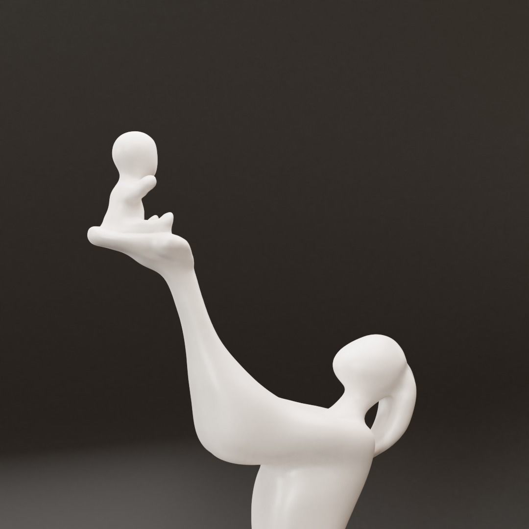 figurine mother and child 3D print model_3