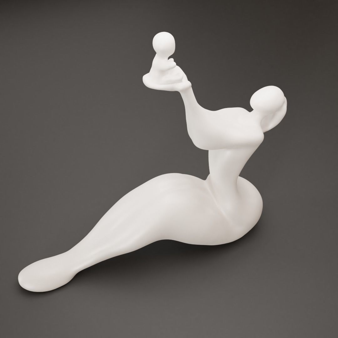 figurine mother and child 3D print model_12