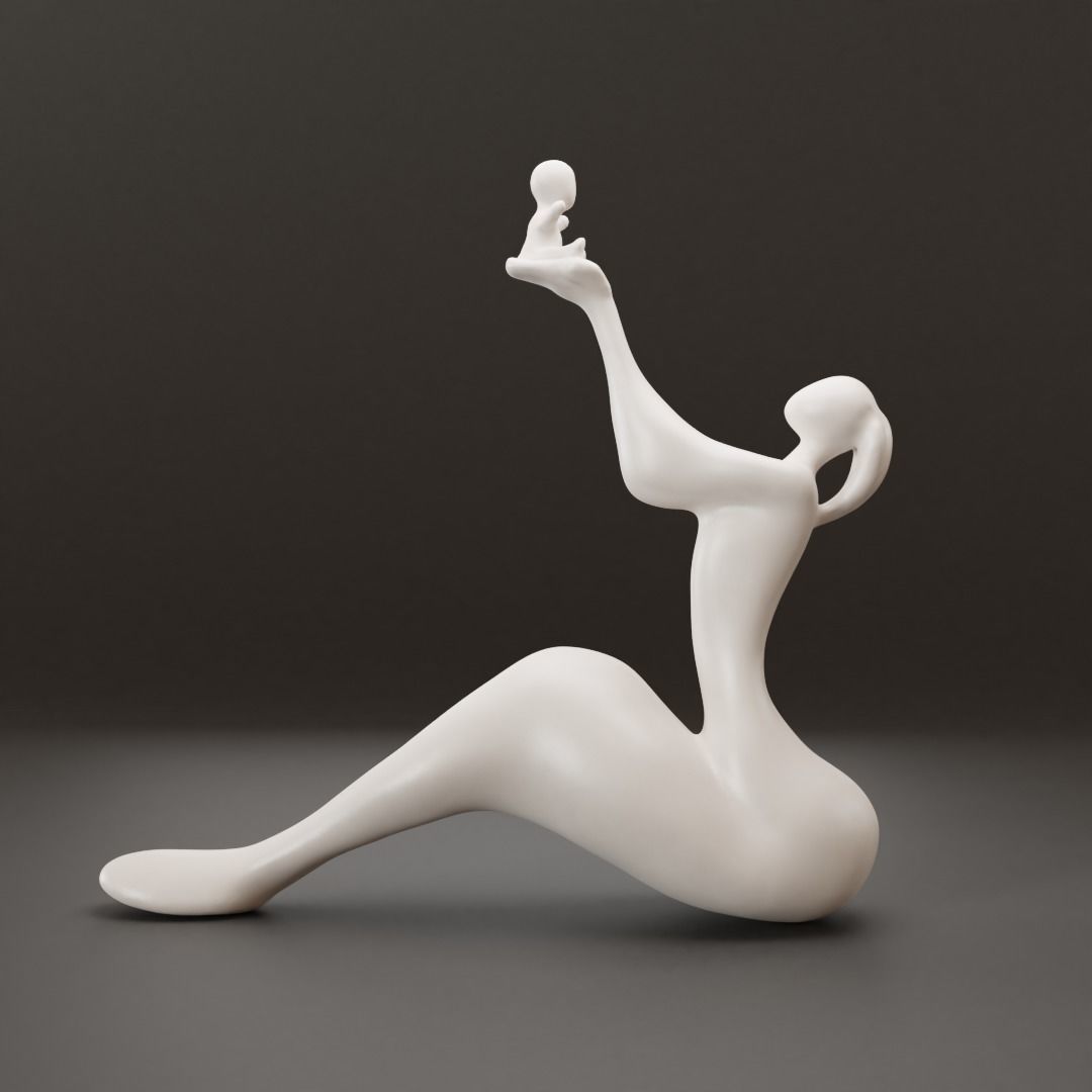 figurine mother and child 3D print model_1