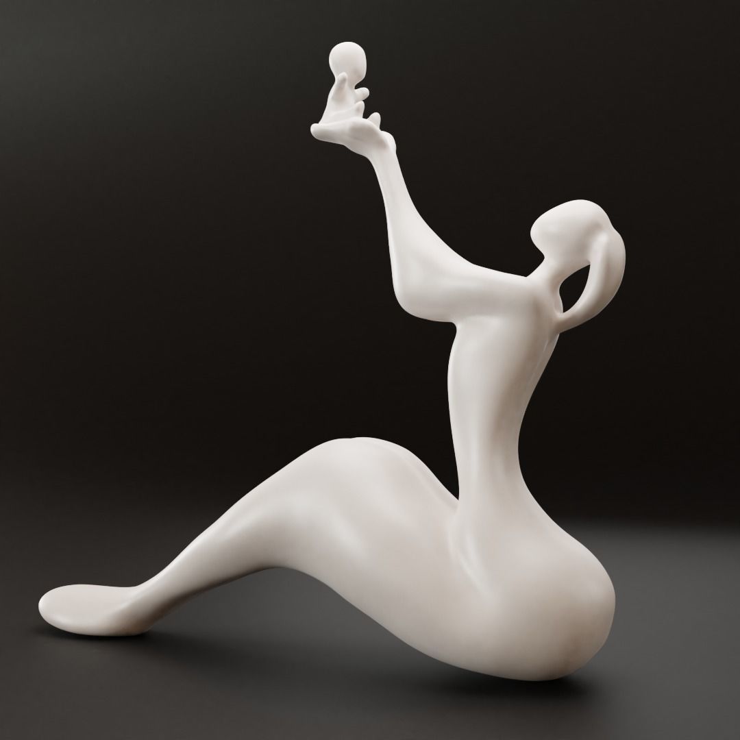 figurine mother and child 3D print model_9