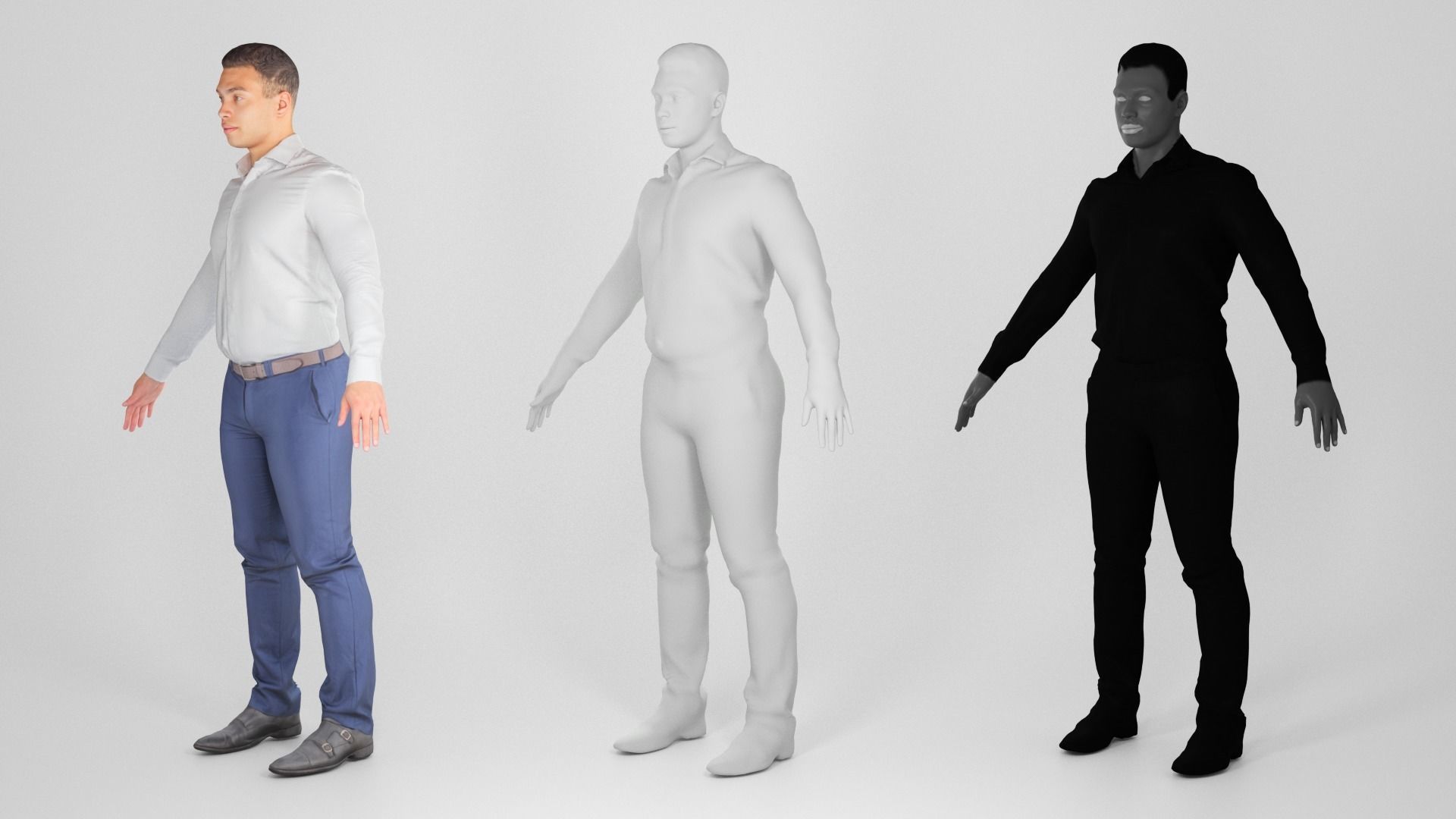 Handsome man in office style ready for animation 177 Low-poly 3D model_4