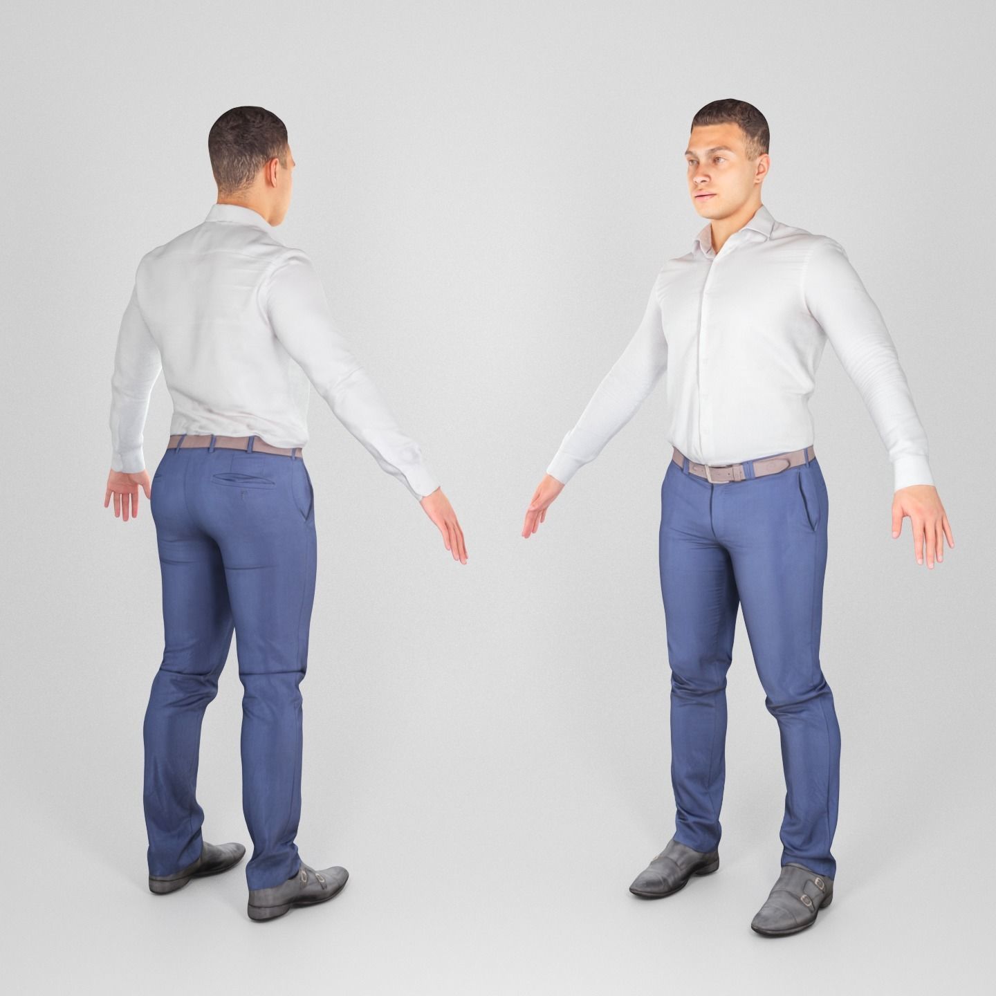 Handsome man in office style ready for animation 177 Low-poly 3D model_1