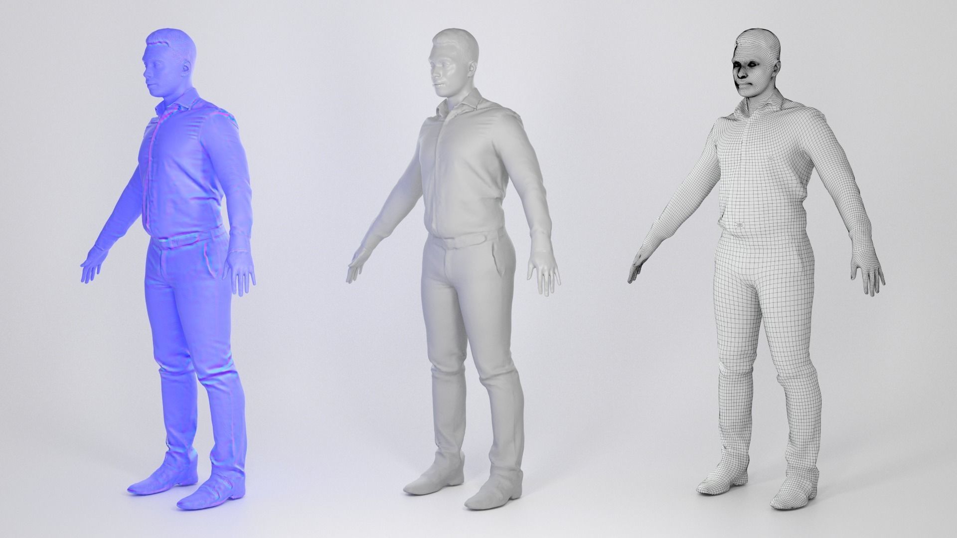 Handsome man in office style ready for animation 177 Low-poly 3D model_3