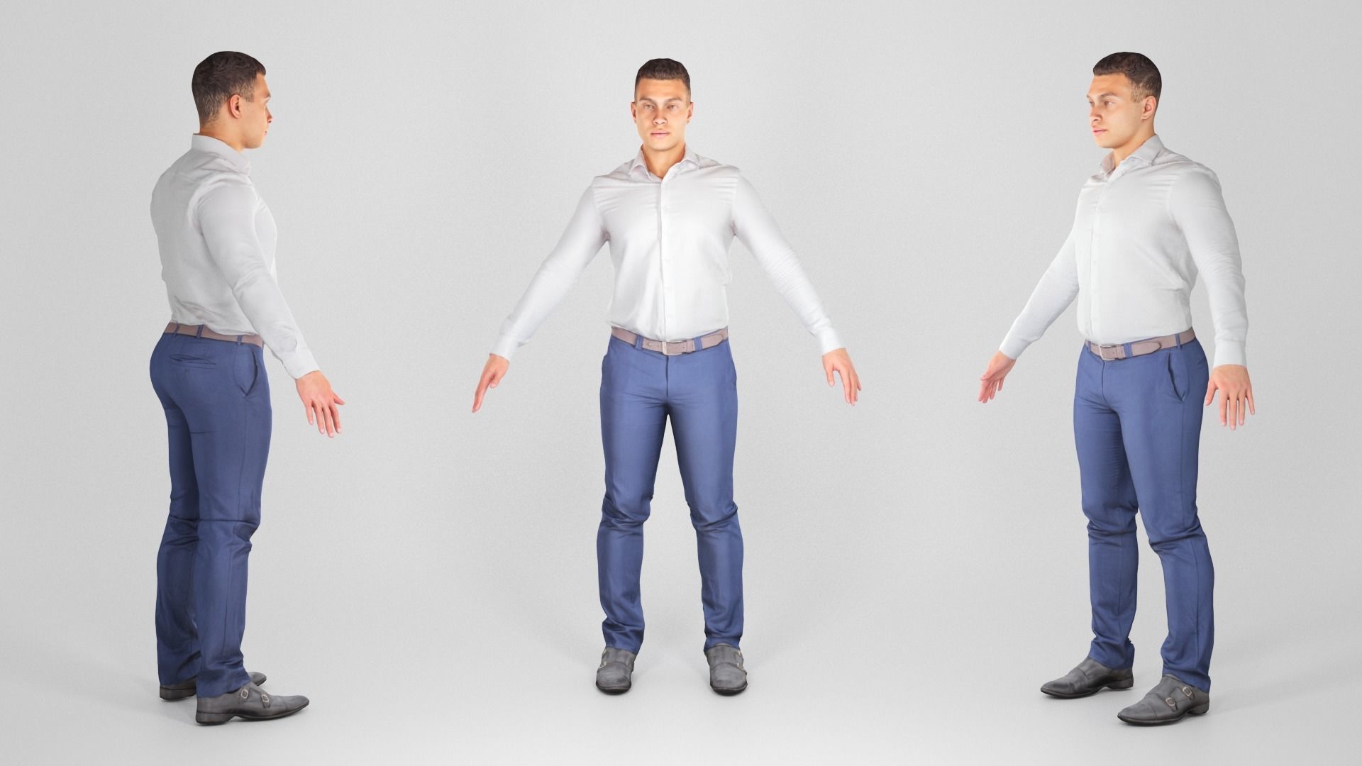 Handsome man in office style ready for animation 177 Low-poly 3D model_2