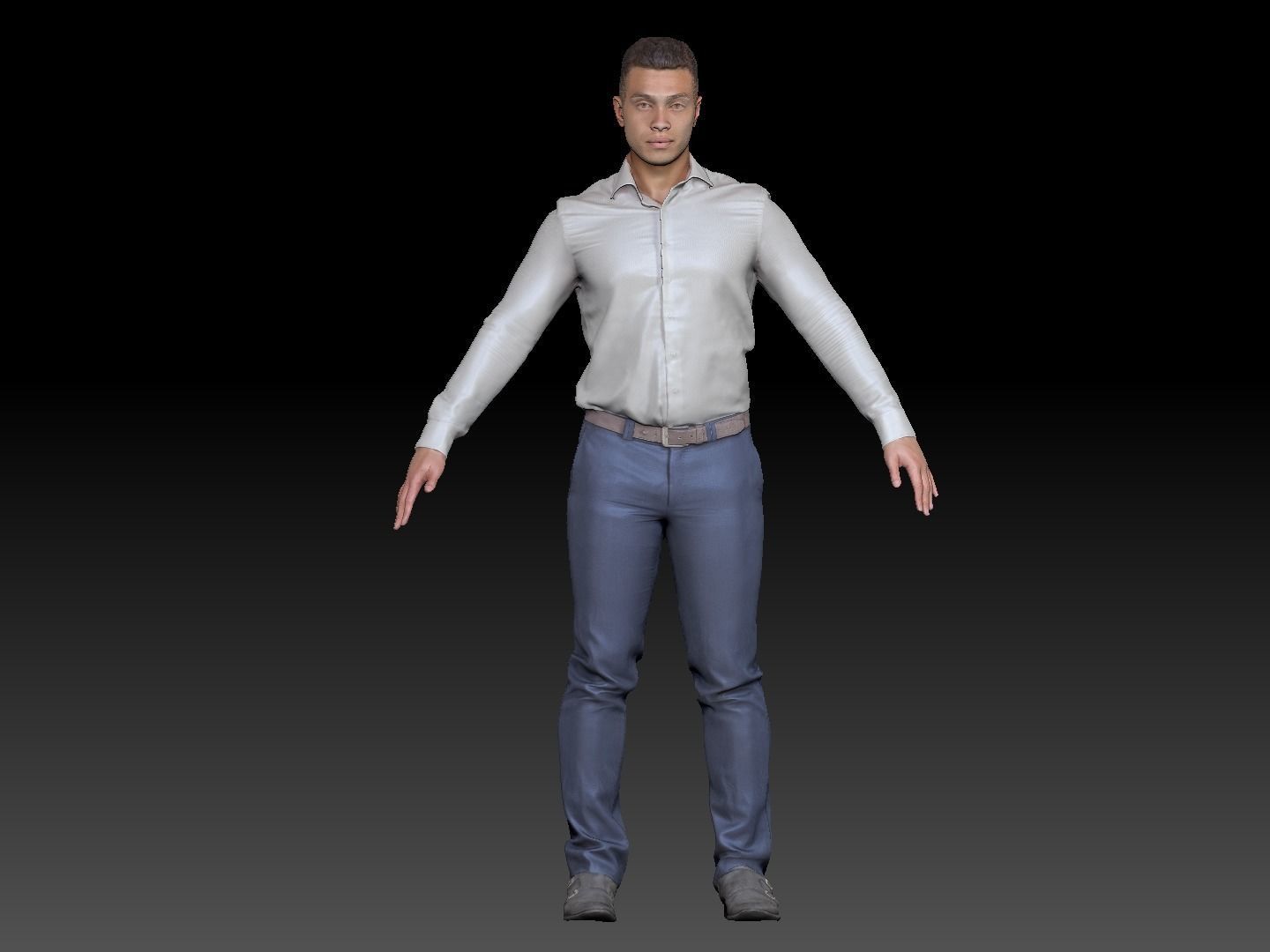 Handsome man in office style ready for animation 177 Low-poly 3D model_5