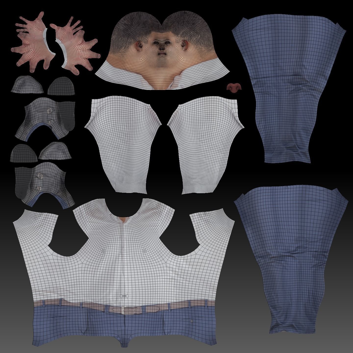 Handsome man in office style ready for animation 177 Low-poly 3D model_7