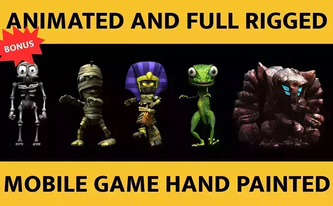 Game Characters RIGGED Animated Low-poly 3D model