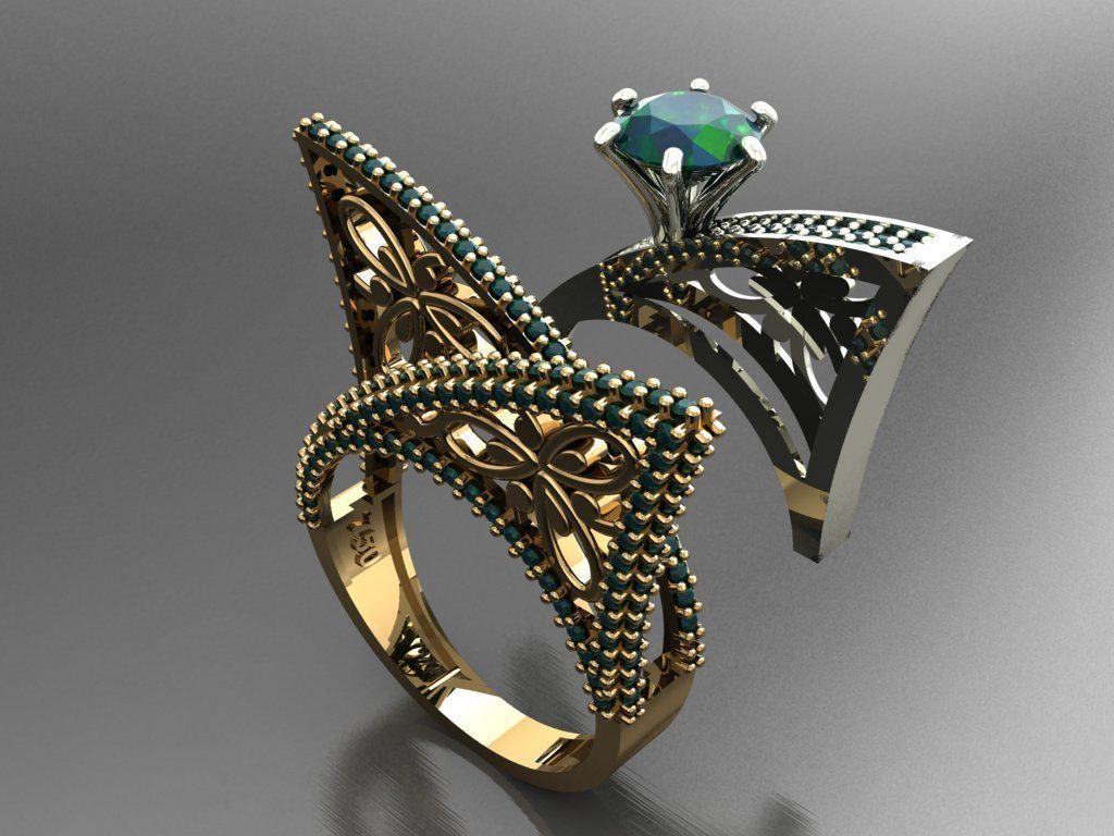 T161- Diamond solitarie ring 3D print model_4