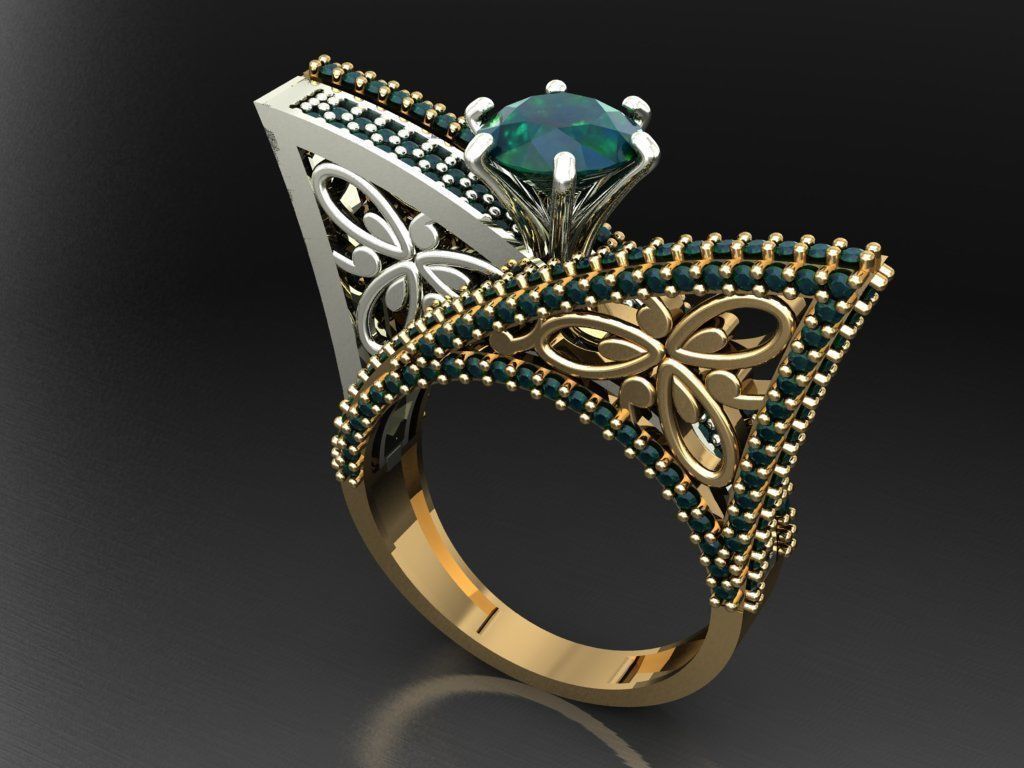 T161- Diamond solitarie ring 3D print model_1