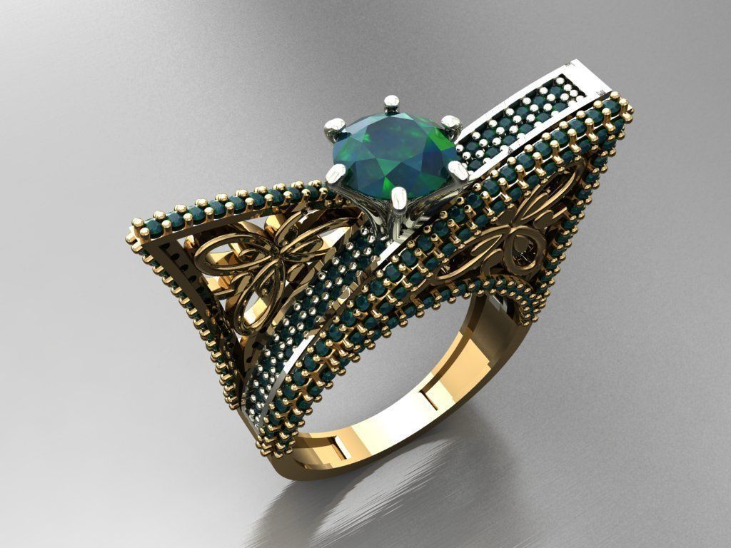 T161- Diamond solitarie ring 3D print model_3