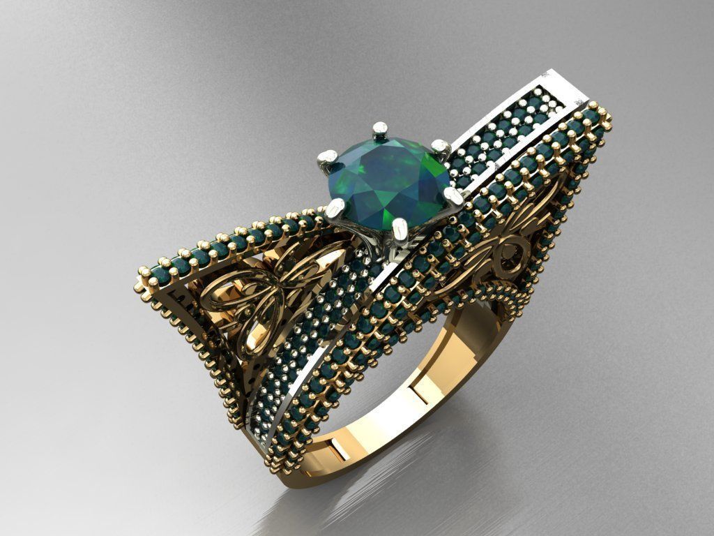 T161- Diamond solitarie ring 3D print model_2