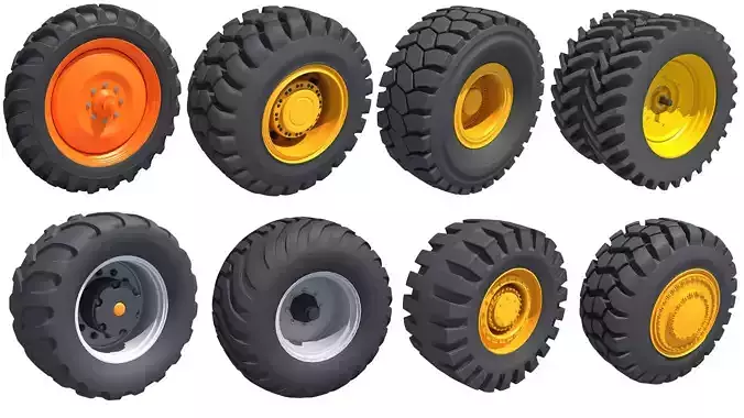8 Tyres Collection two tractor 3D model