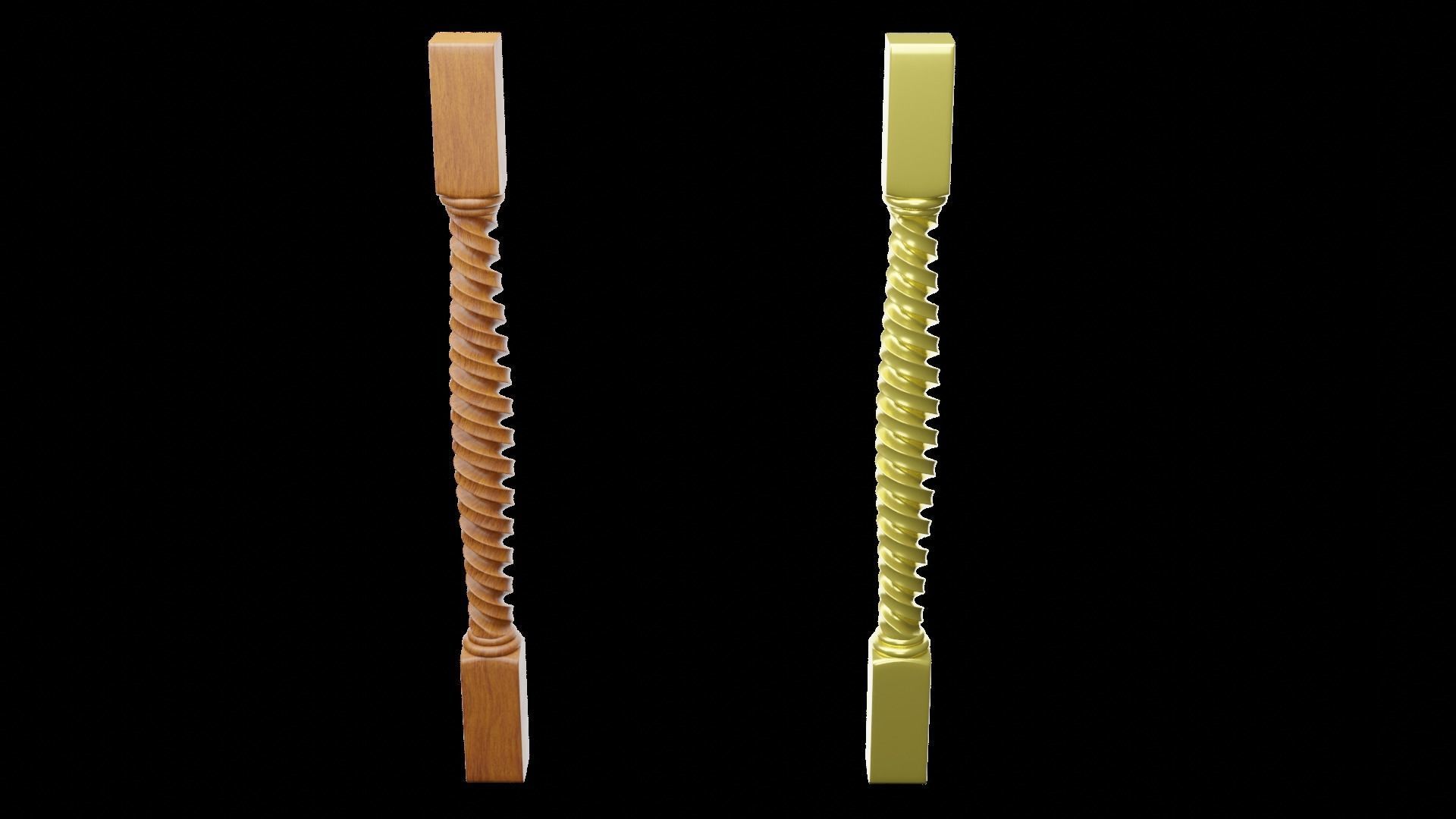 Baluster 3D Model pair of gold and silver ropes 3D model_2