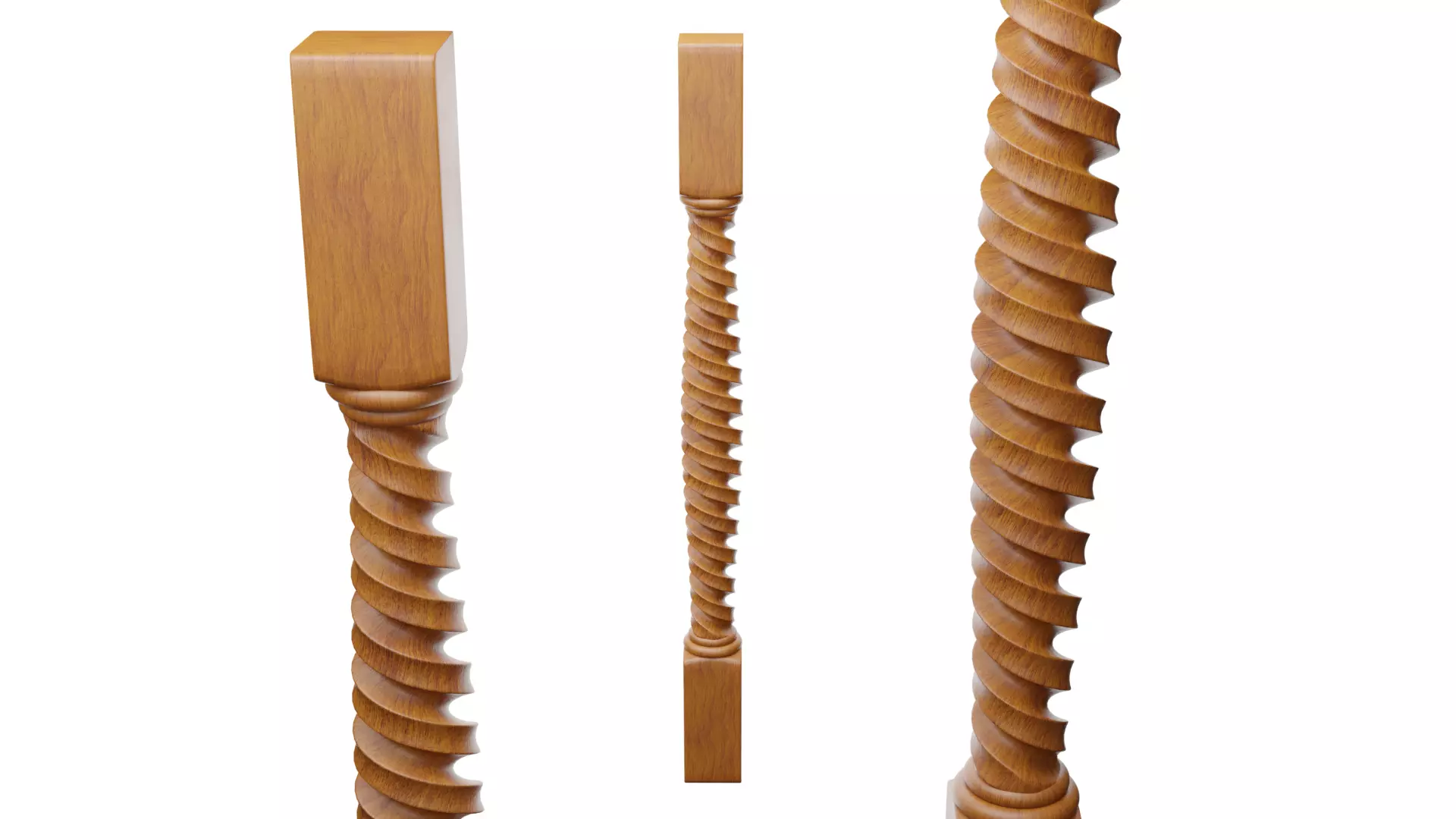 Baluster 3D Model pair of gold and silver ropes 3D model_0