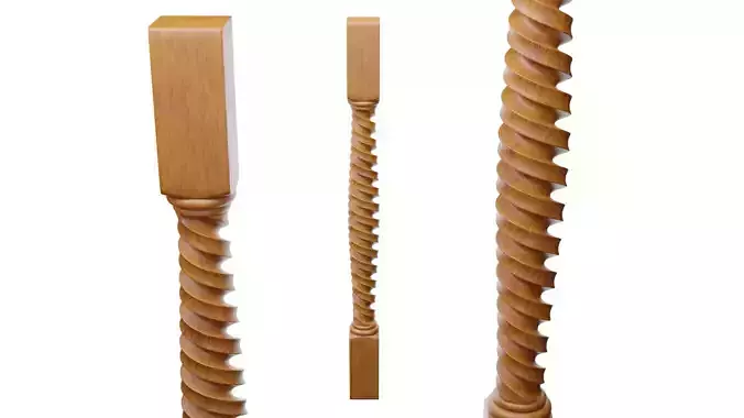 Baluster 3D Model pair of gold and silver ropes