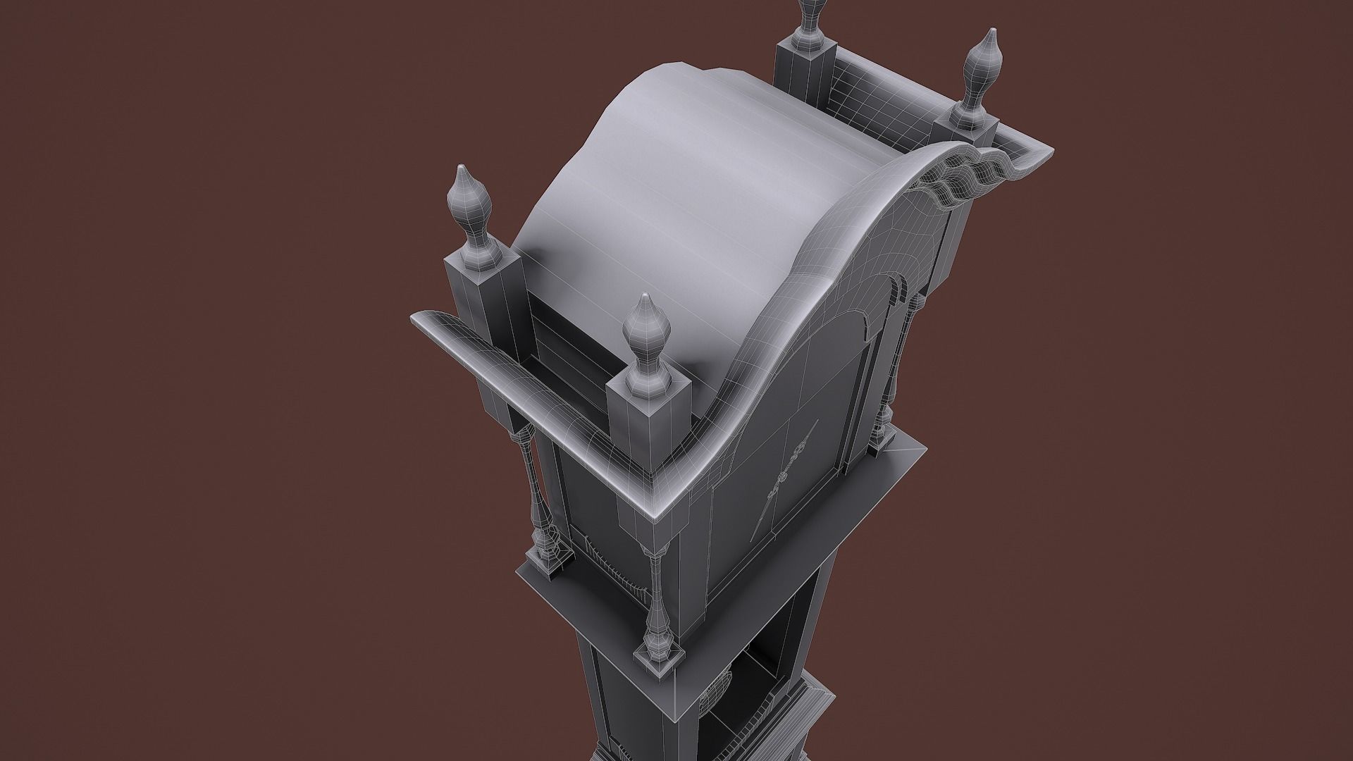 Rigged Grandfather Clock Low-poly 3D model_19