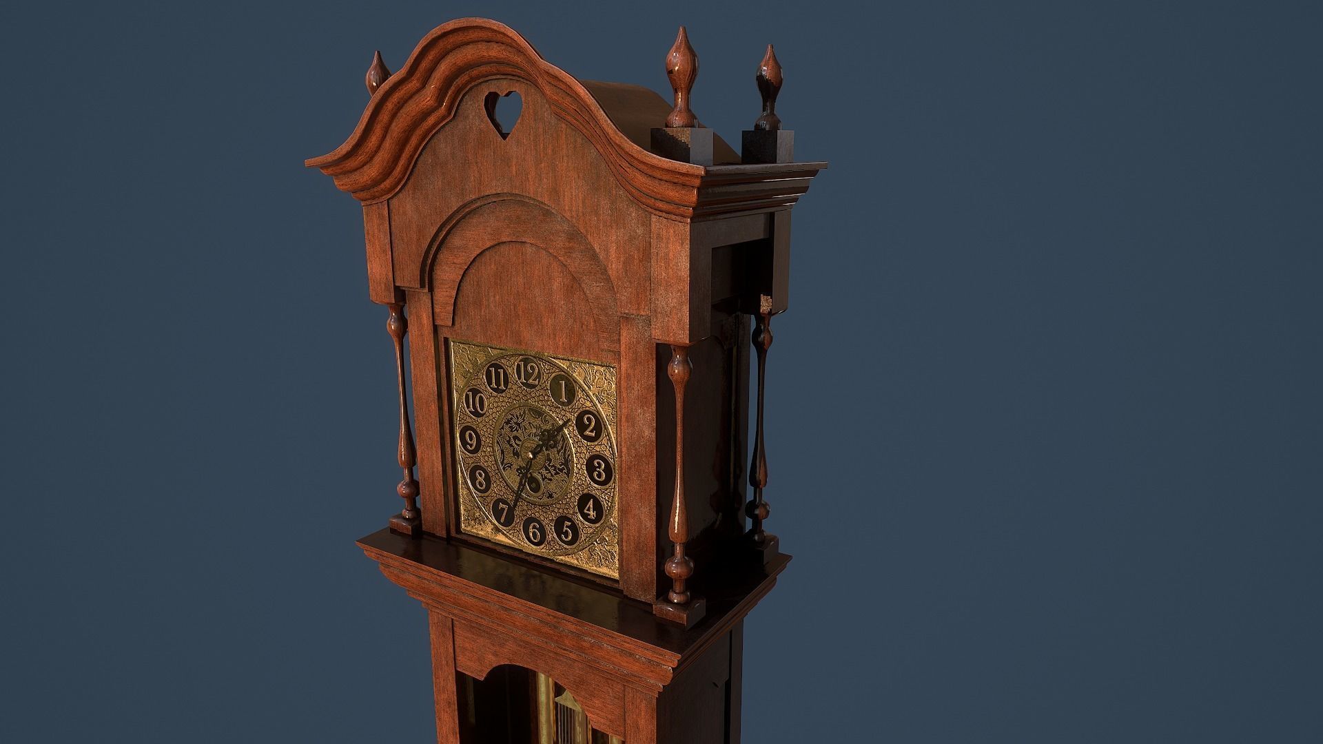 Rigged Grandfather Clock Low-poly 3D model_8