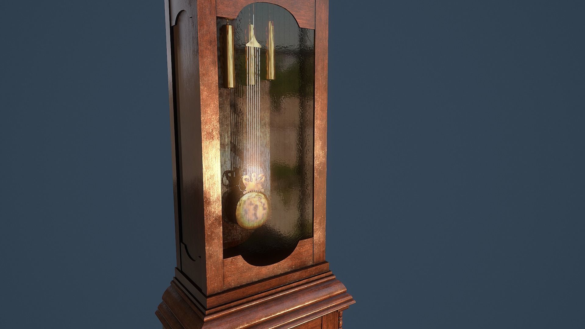 Rigged Grandfather Clock Low-poly 3D model_12