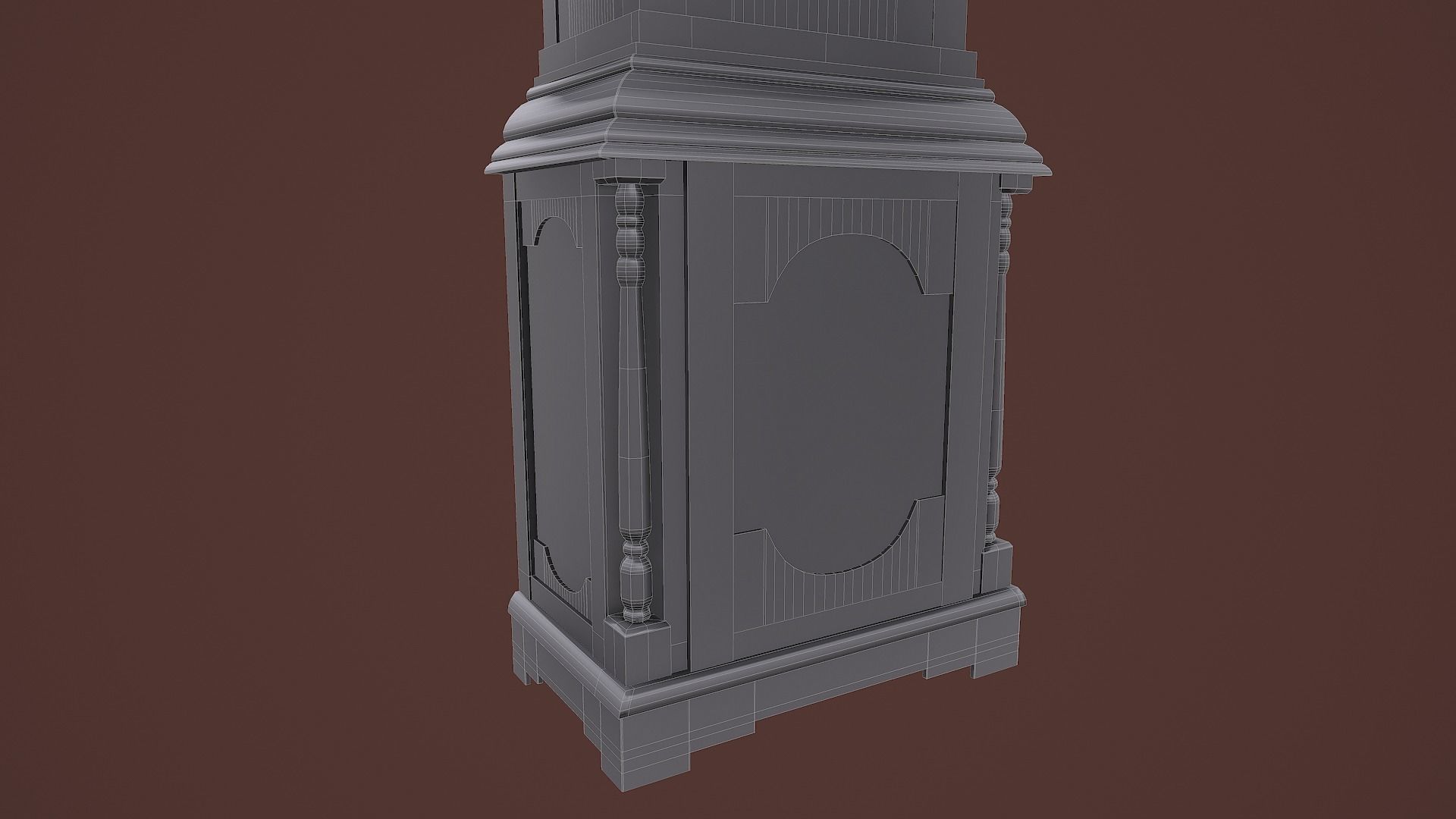 Rigged Grandfather Clock Low-poly 3D model_23