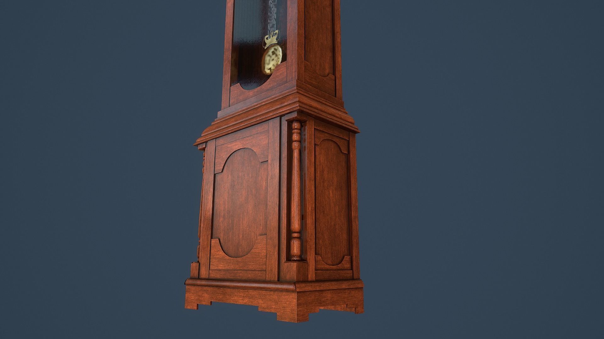 Rigged Grandfather Clock Low-poly 3D model_13