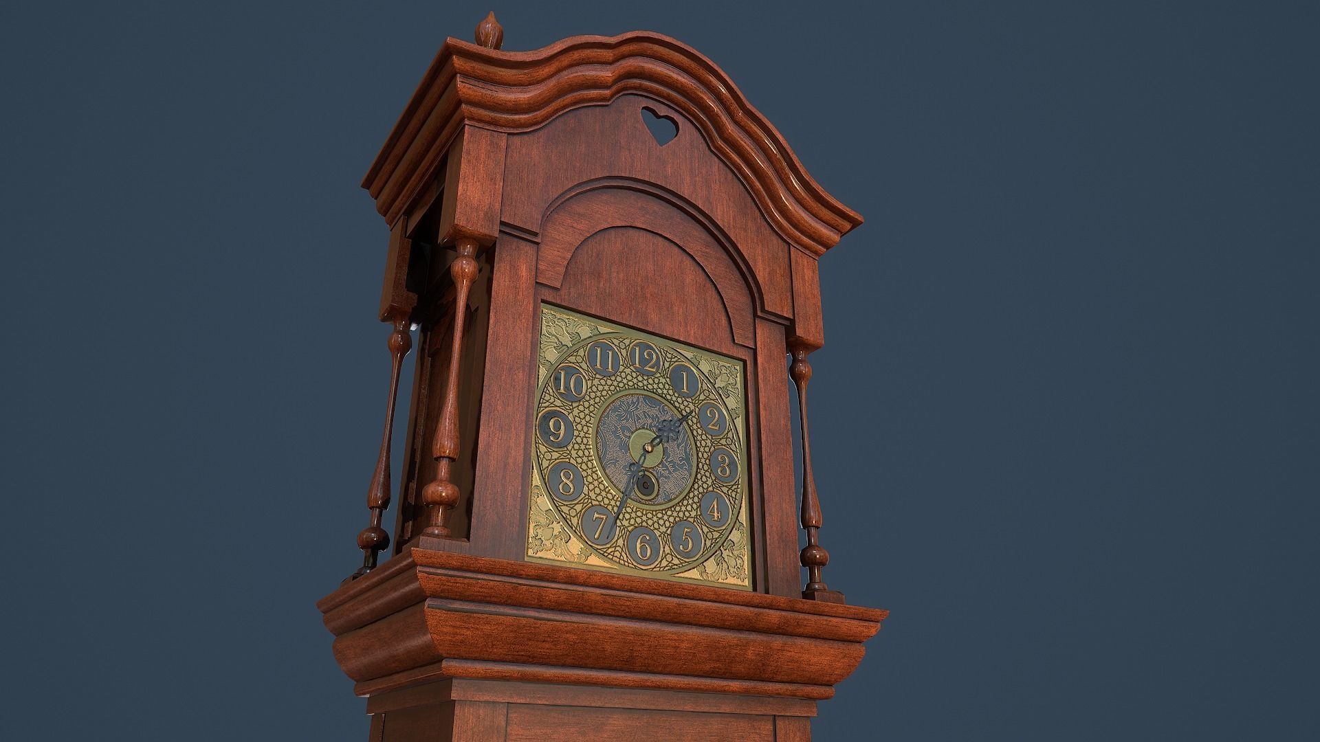 Rigged Grandfather Clock Low-poly 3D model_9