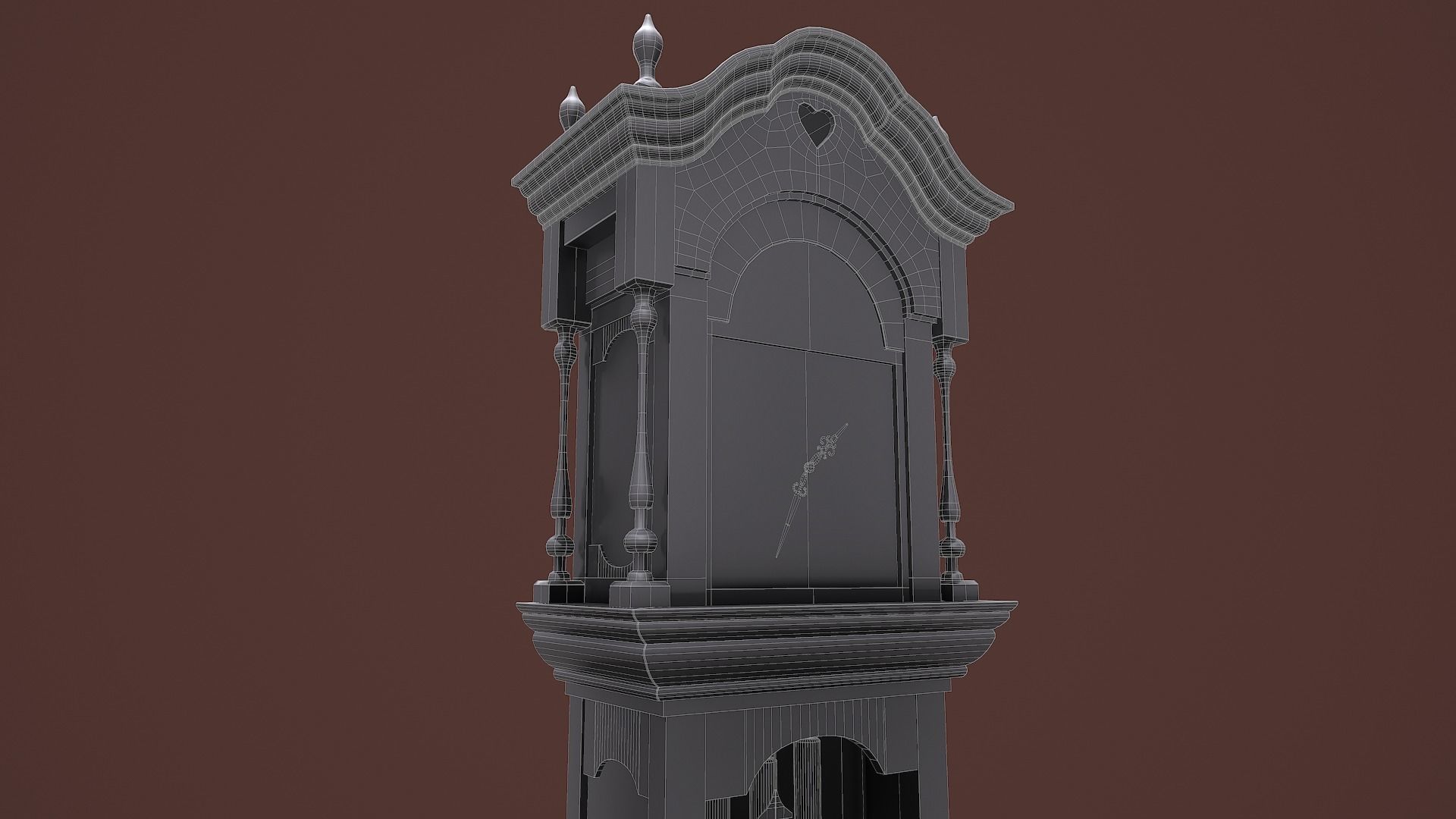 Rigged Grandfather Clock Low-poly 3D model_18