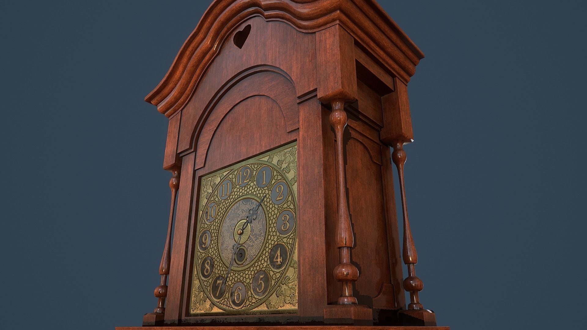 Rigged Grandfather Clock Low-poly 3D model_11
