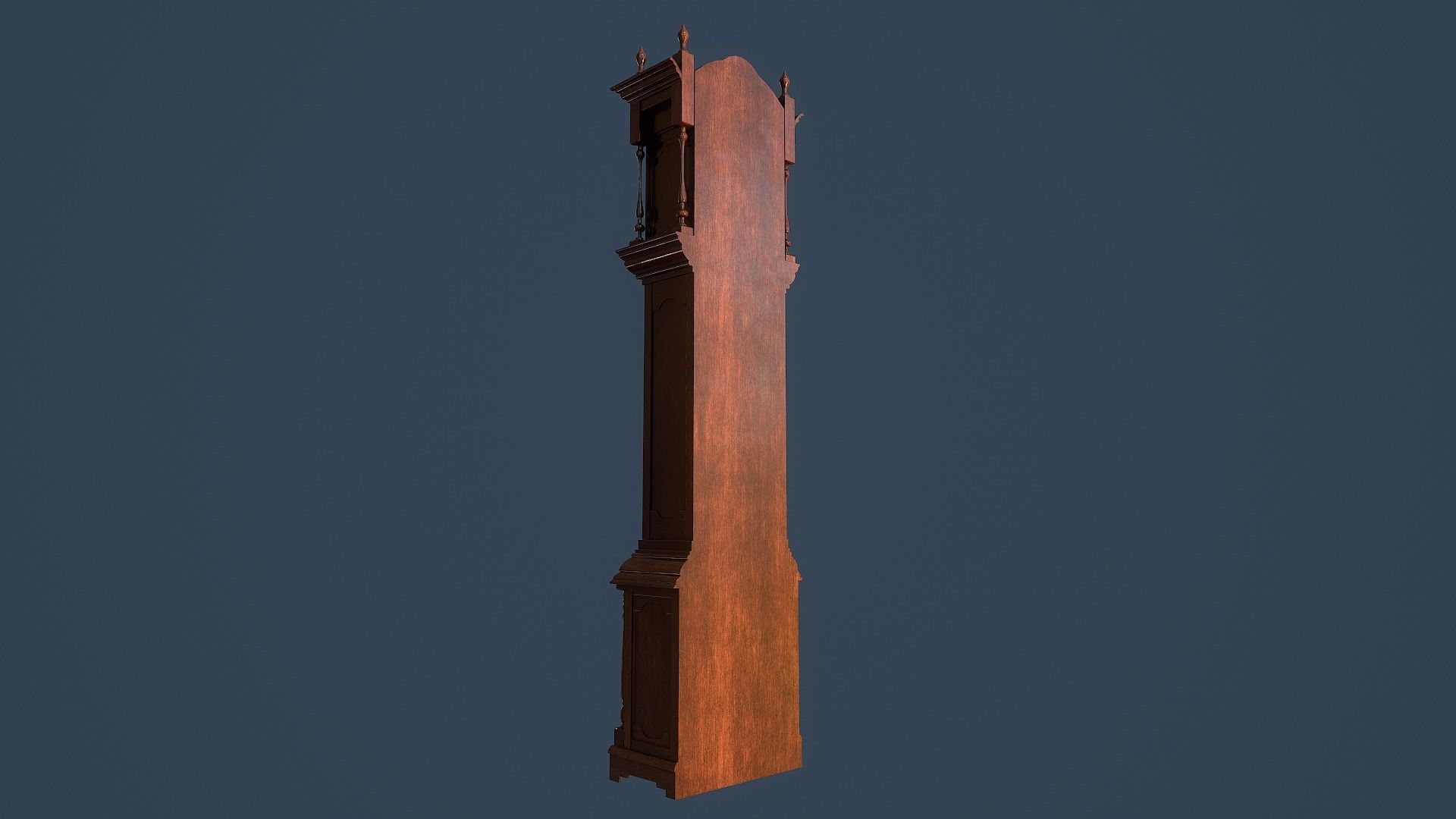 Rigged Grandfather Clock Low-poly 3D model_6