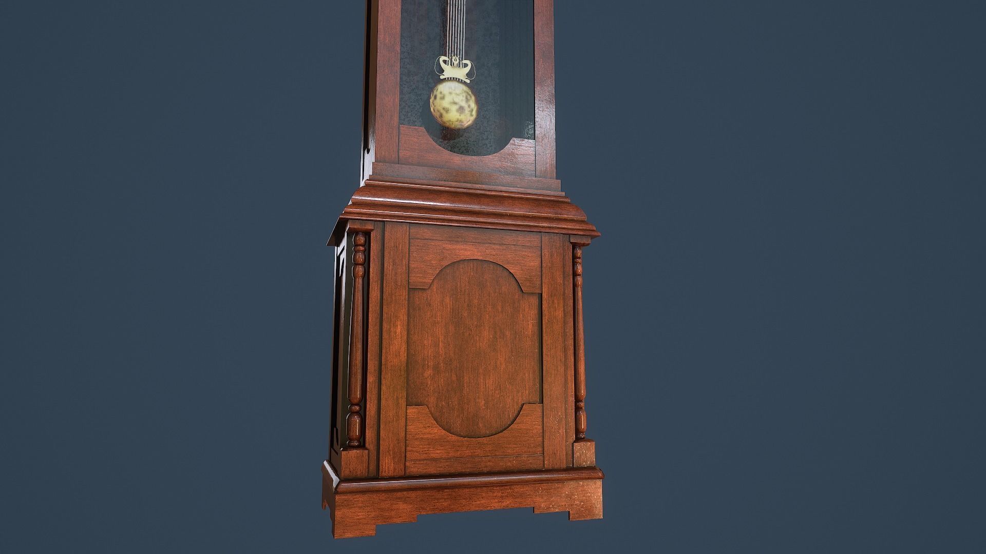 Rigged Grandfather Clock Low-poly 3D model_14