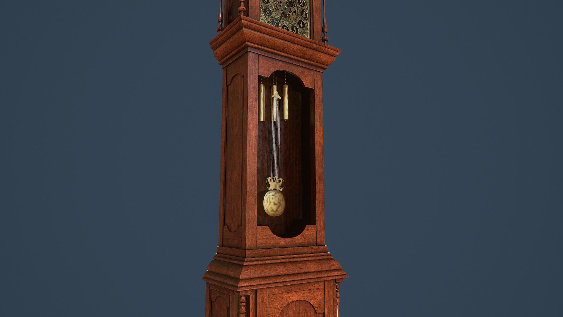 Rigged Grandfather Clock Low-poly 3D model_4