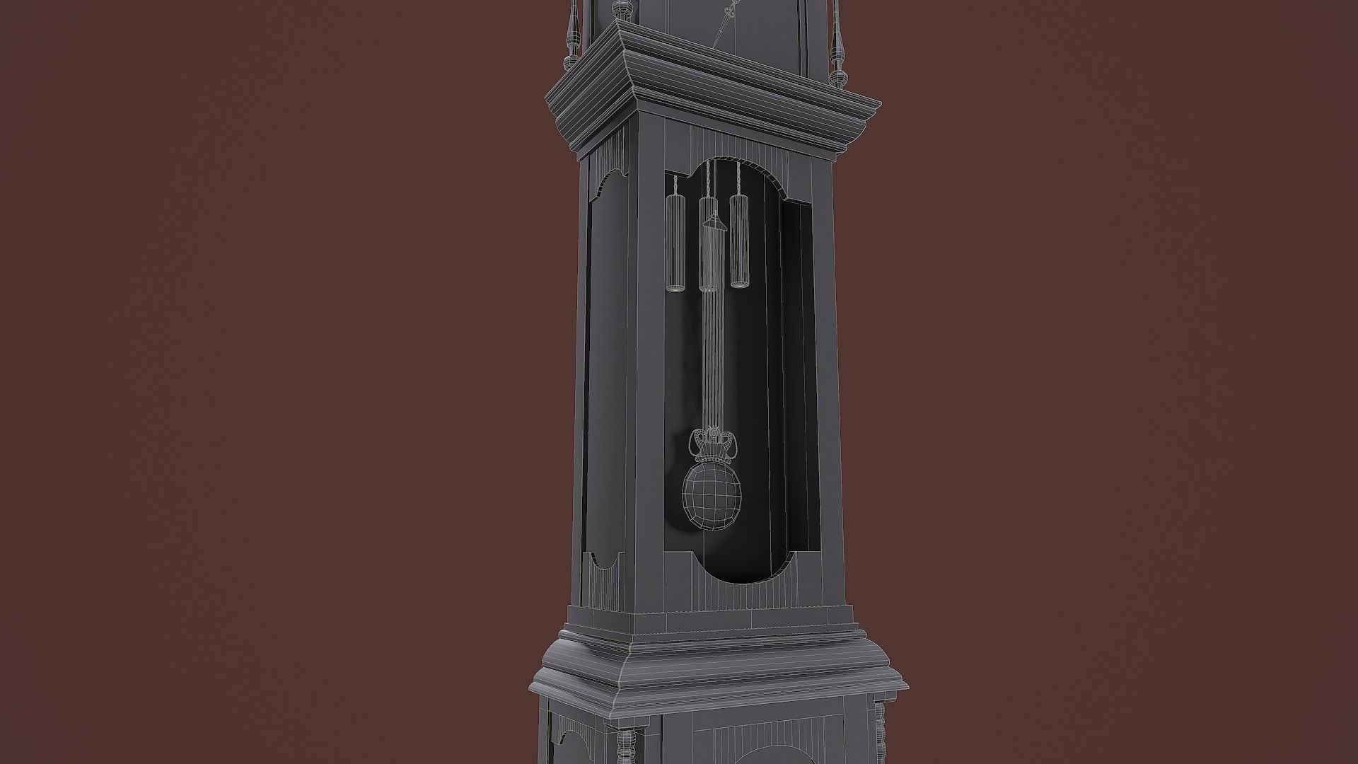 Rigged Grandfather Clock Low-poly 3D model_20