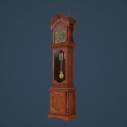 Rigged Grandfather Clock Low-poly 3D model