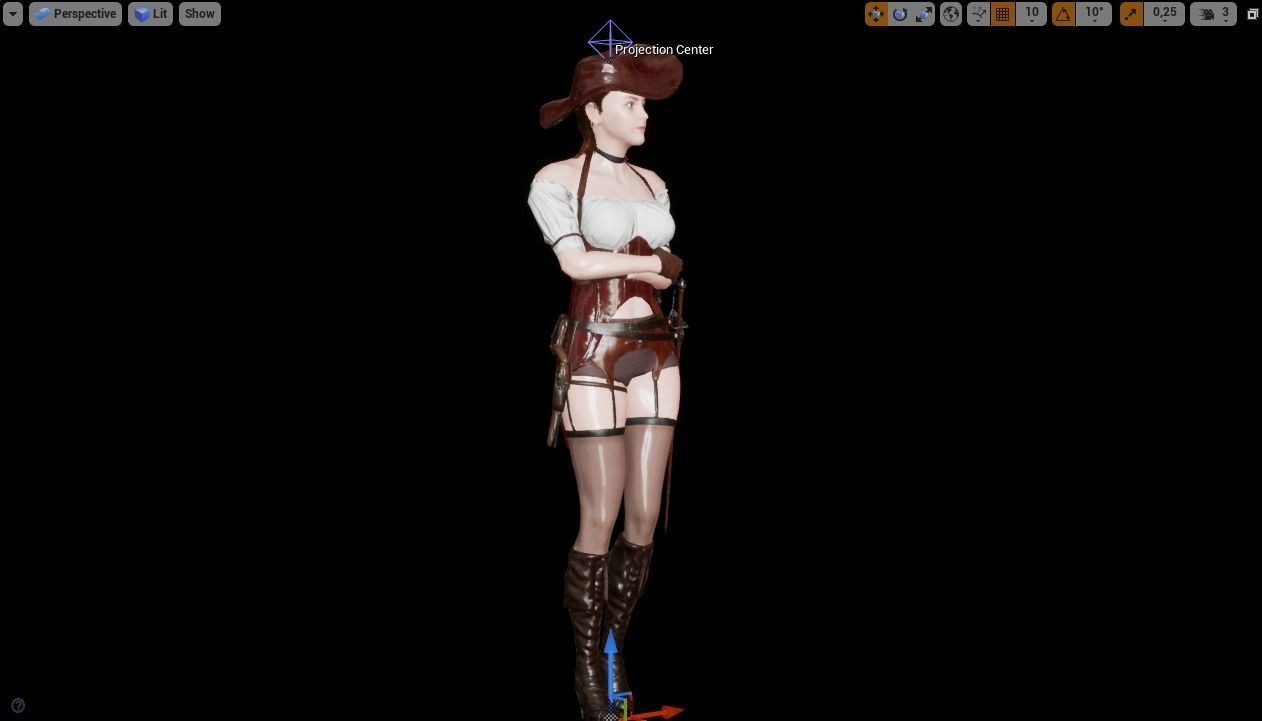 Pirate Girl Game Ready Character model Low-poly 3D model_20