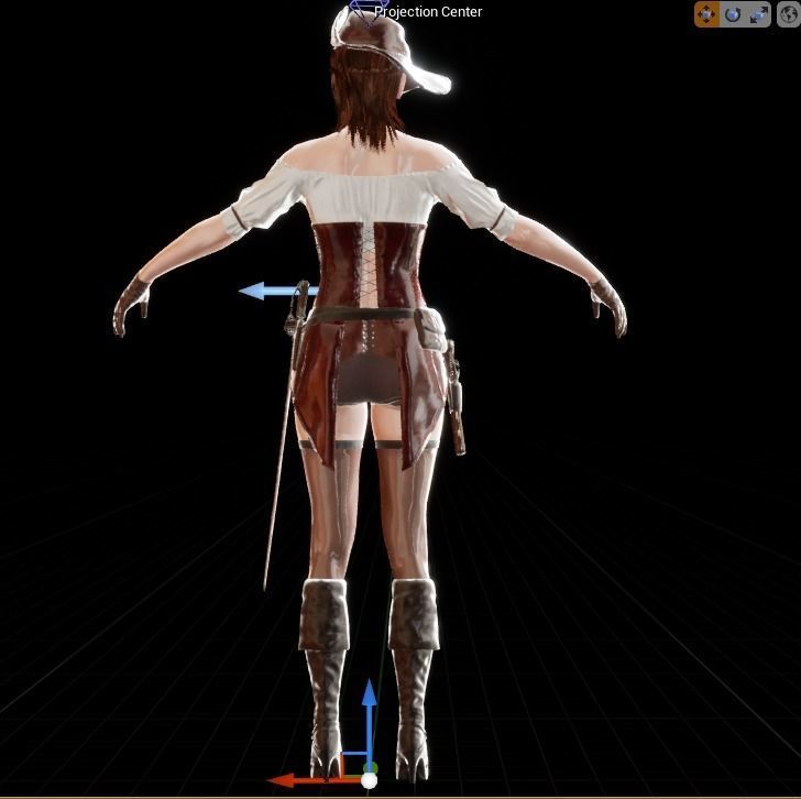 Pirate Girl Game Ready Character model Low-poly 3D model_18