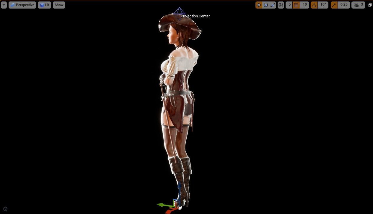 Pirate Girl Game Ready Character model Low-poly 3D model_19