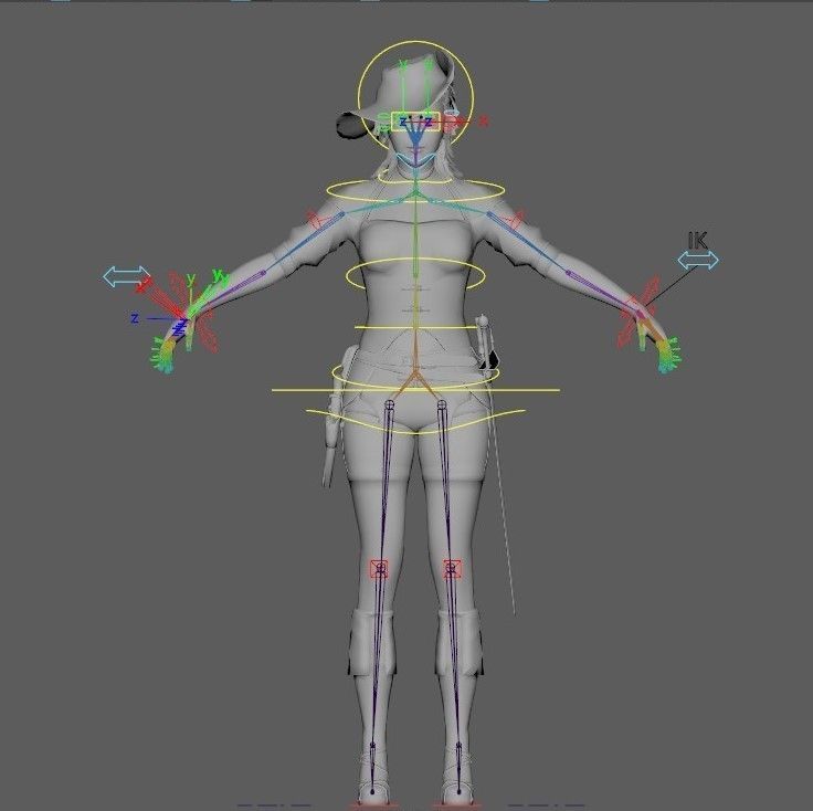 Pirate Girl Game Ready Character model Low-poly 3D model_27