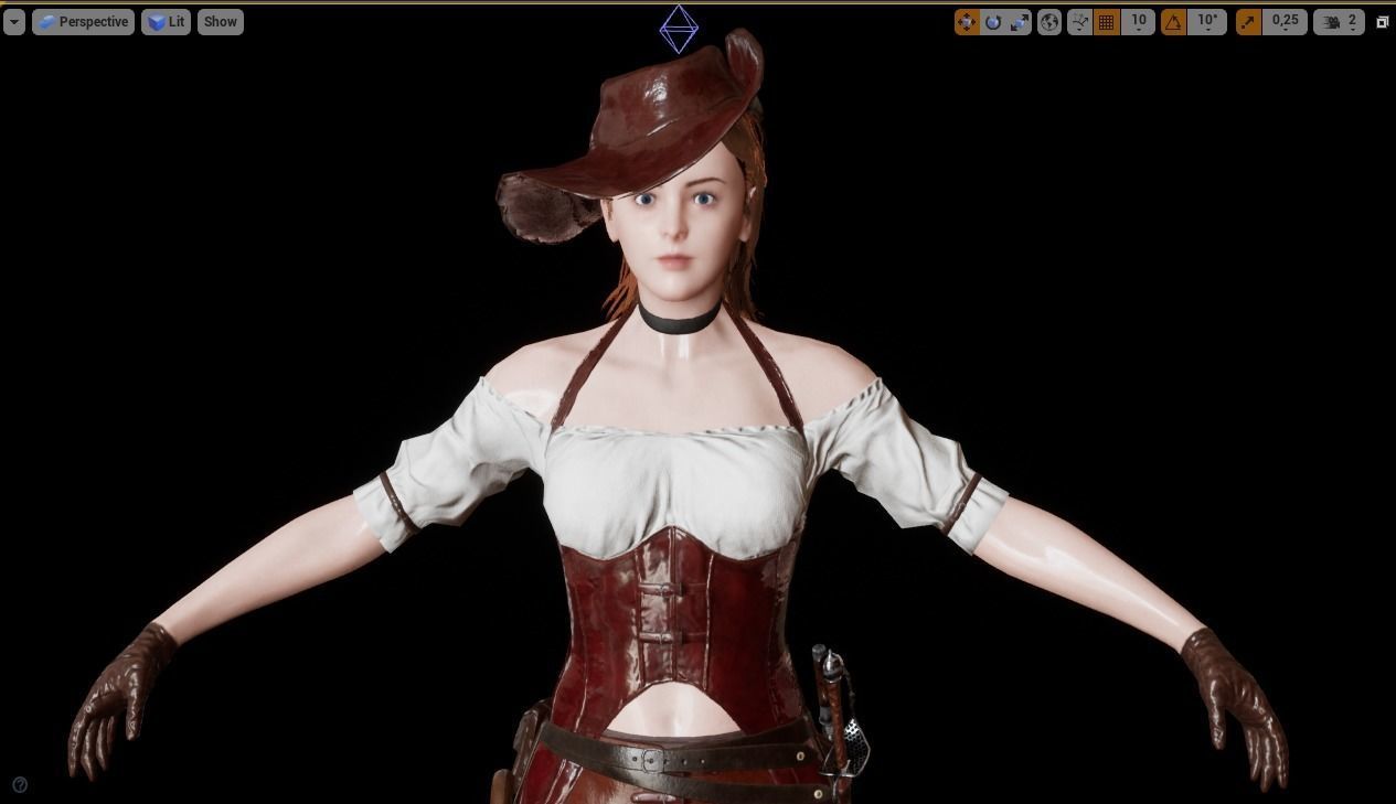 Pirate Girl Game Ready Character model Low-poly 3D model_17