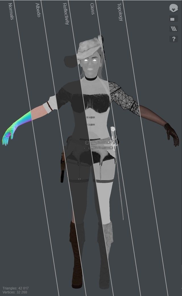 Pirate Girl Game Ready Character model Low-poly 3D model_5