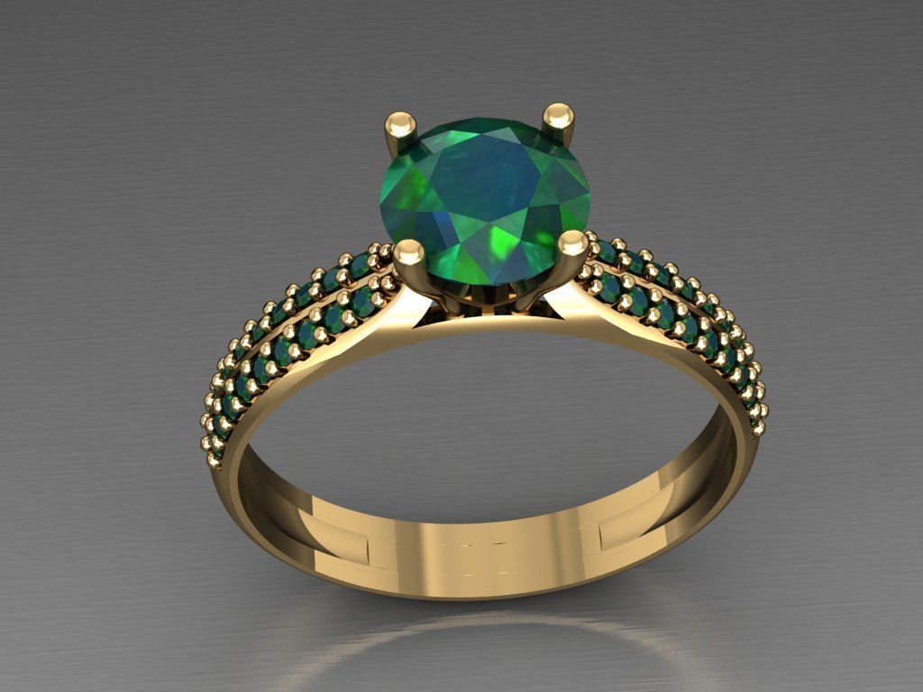 T168- Diamond solitarie ring 3D print model_2