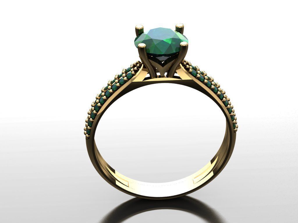 T168- Diamond solitarie ring 3D print model_4